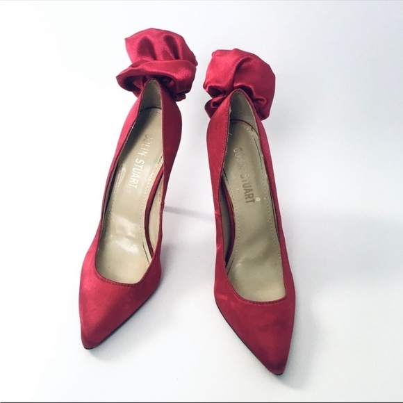 🍀3/$30 Colin Stuart Magenta Satin Rose Stilettos pointed toe heel pump size 6.5 - Picture 7 of 10